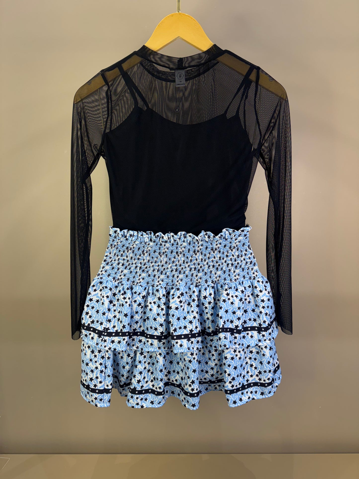 Conjunto Teen Blusa Tule e Saia-shorts Babados no Crepe Estrelas - Two In