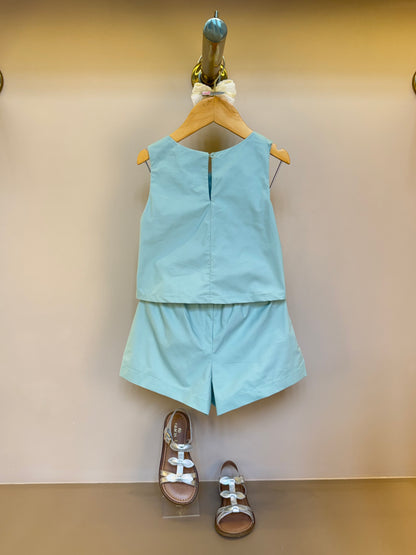 Conjunto Infantil Tricoline Blusa com Tule e Shorts - Petit Cherie