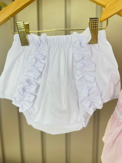 Conjunto Bebê Bata Linho Multi Laços e Calcinha - Petit Cherie