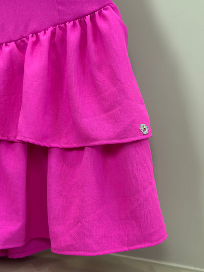 Vestido Teen Crepe Babados Pink - Two In
