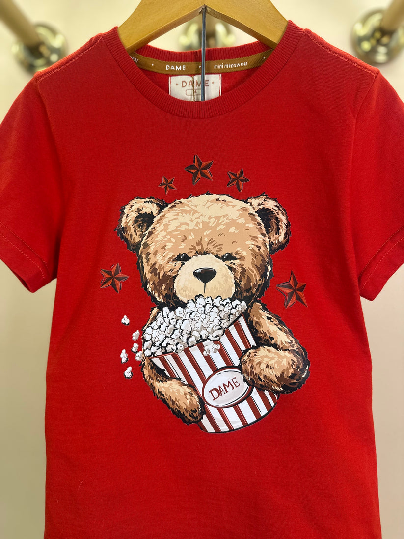 Camiseta Infantil Algodão Teddy Pipoca Vermelha - Dame