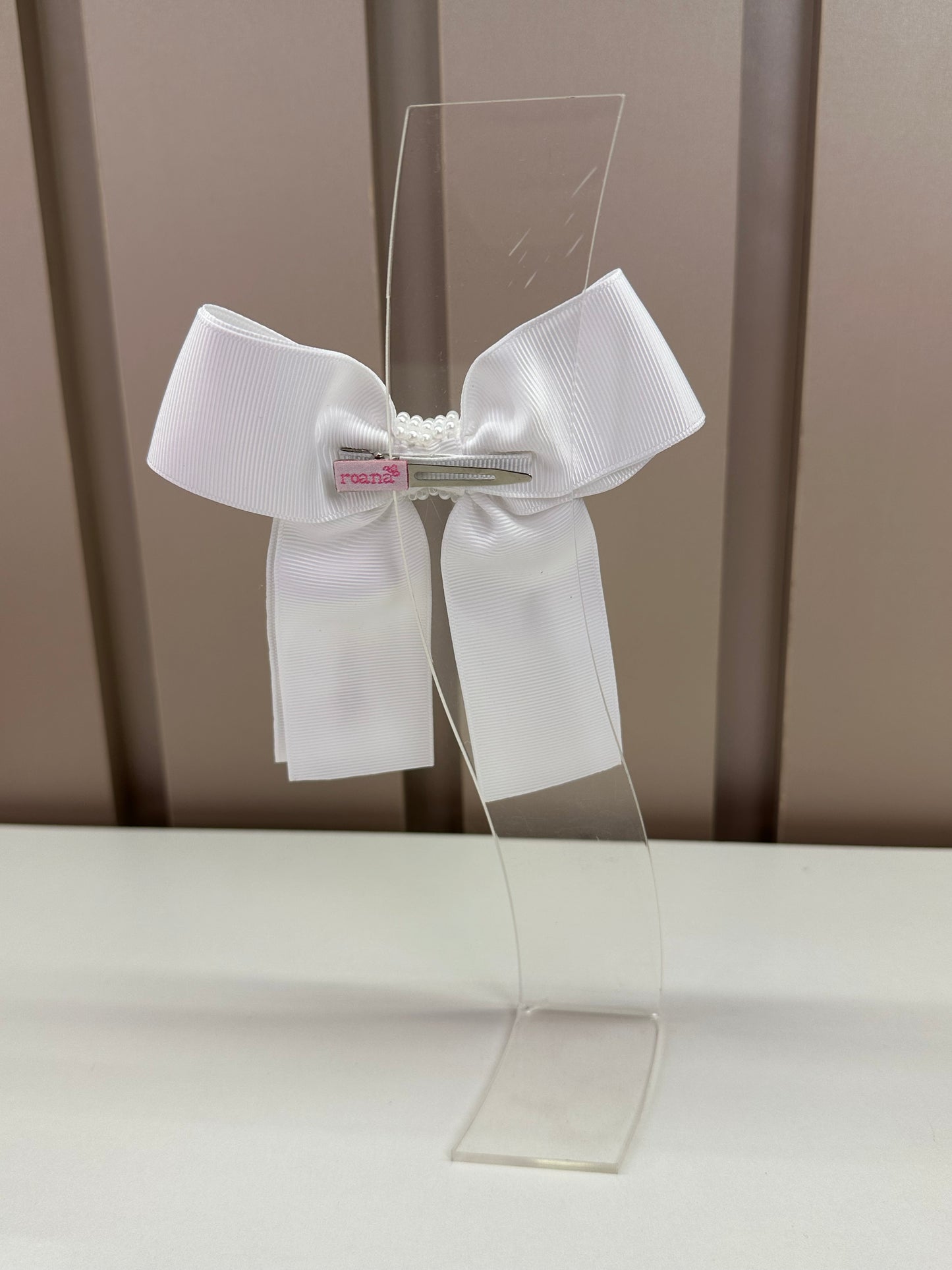 Presilha Infantil Laço Longo Pérolas e Bordados - Roana