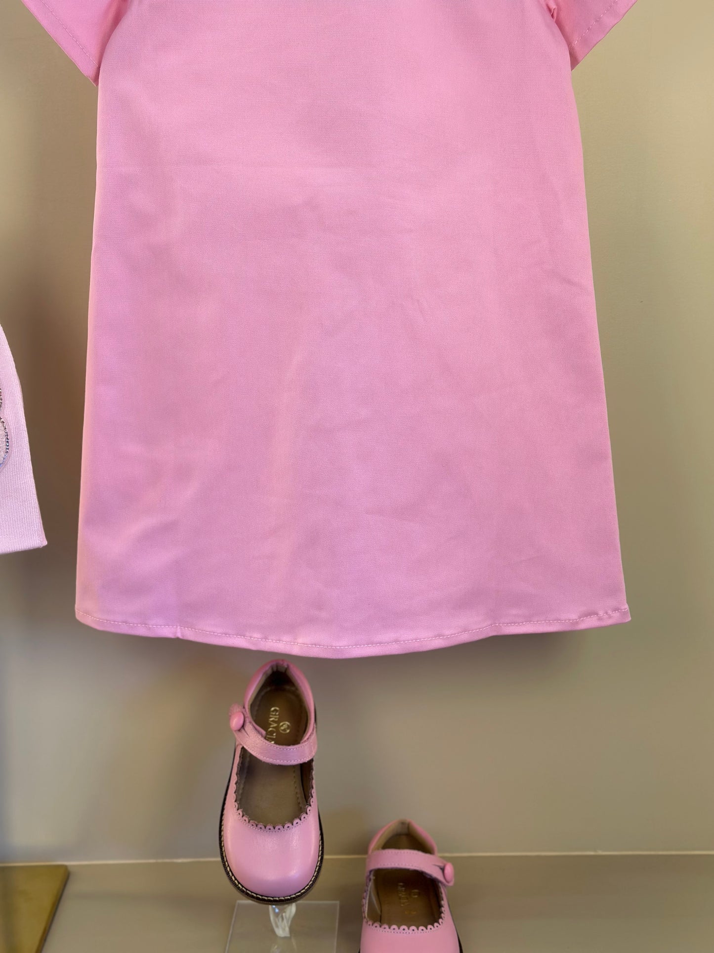 Vestido Infantil Sarja Bolsos Patches Barbie Rosa Romântico - Pituchinhus