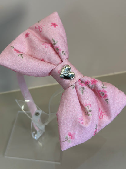 Arquinho Infantil Laço Puffer Floral Pink - Pituchinhus