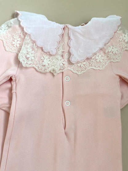 Saída de Maternidade Luxo Algodão Rosa Gola Bordada Manta Rendada - Roana