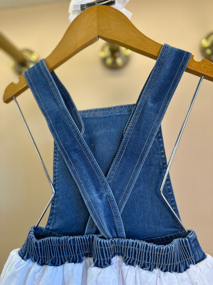 Jardineira Jeans Saia Laise Branca - Gabriela Aquarela