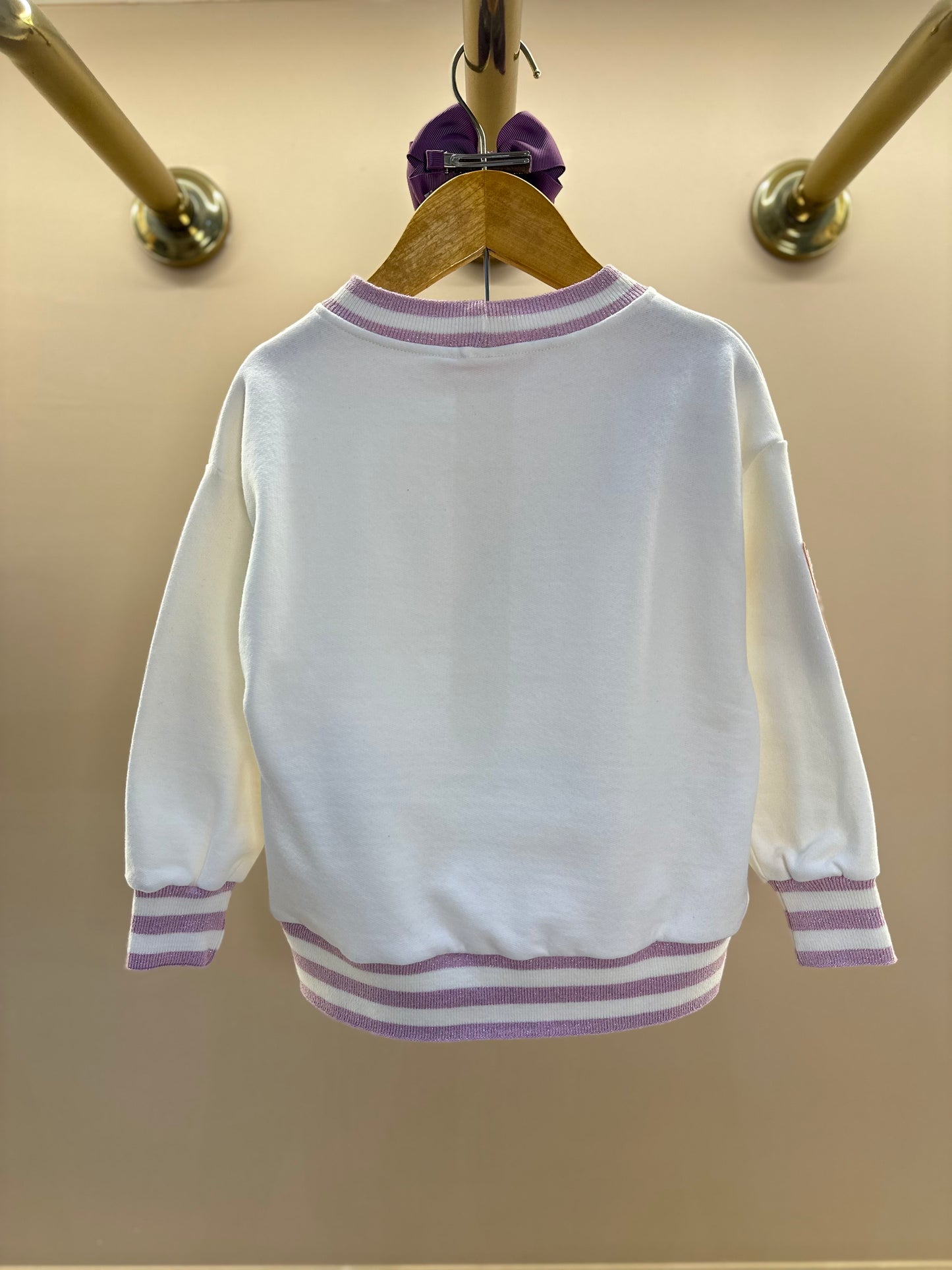 Blusa Moletom Infantil Patche Barbie Cristais Off White - Pituchinhus