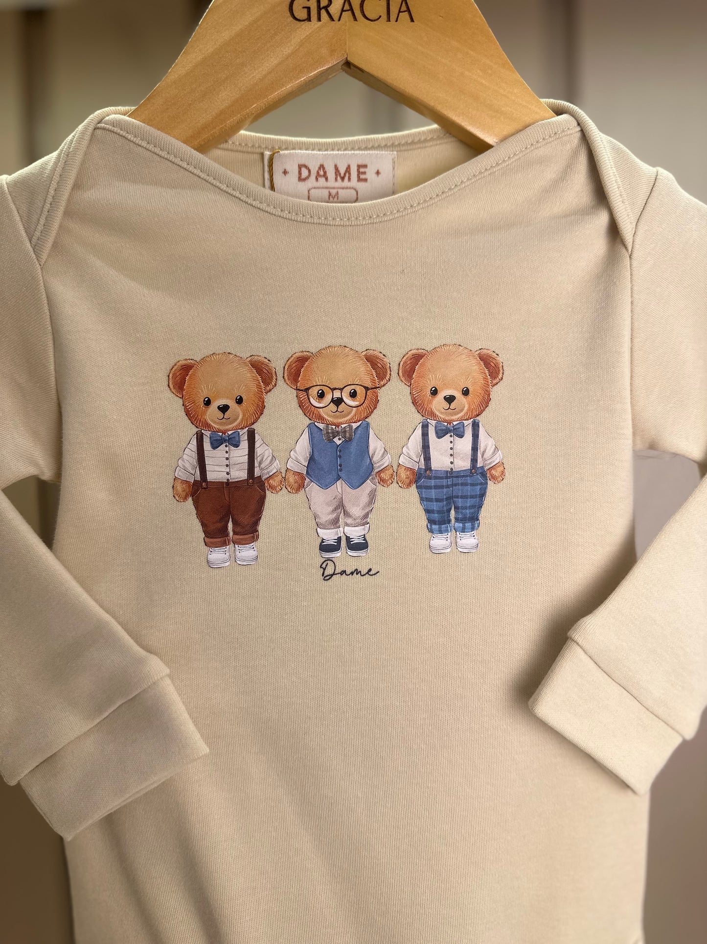 Body Bebê Suedine Algodão ML Trio Teddy - Dame