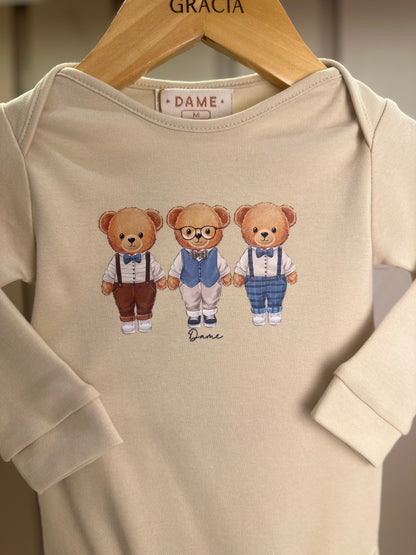 Body Bebê Suedine Algodão ML Trio Teddy - Dame