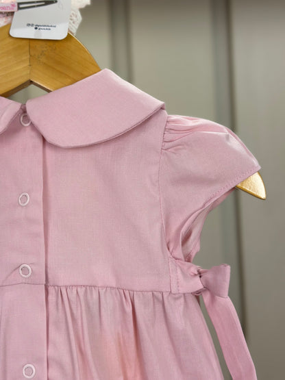 Romper Bebê Fofinho Algodão Manga Princesa Rendas Rosa Claro - Um Mais Um