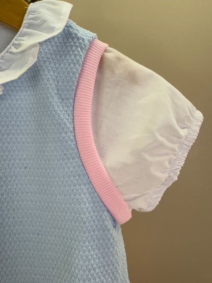 Conjunto Infantil Short Rosa E Blusa Azul  Ursinho Cristal - Gabriela Aquarela