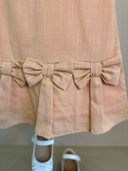 Vestido Infantil Jumper Algodão Laços Pêssego - Um Mais Um