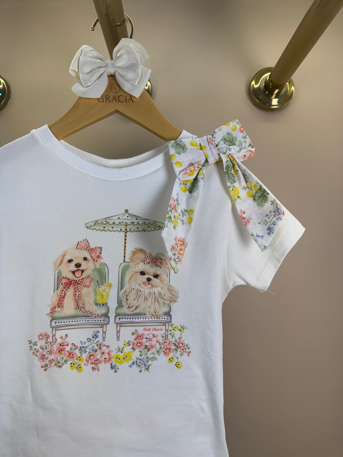 Conjunto Infantil Blusa Laço Maxxi Lateral e Shorts Legging - Petit Cherie