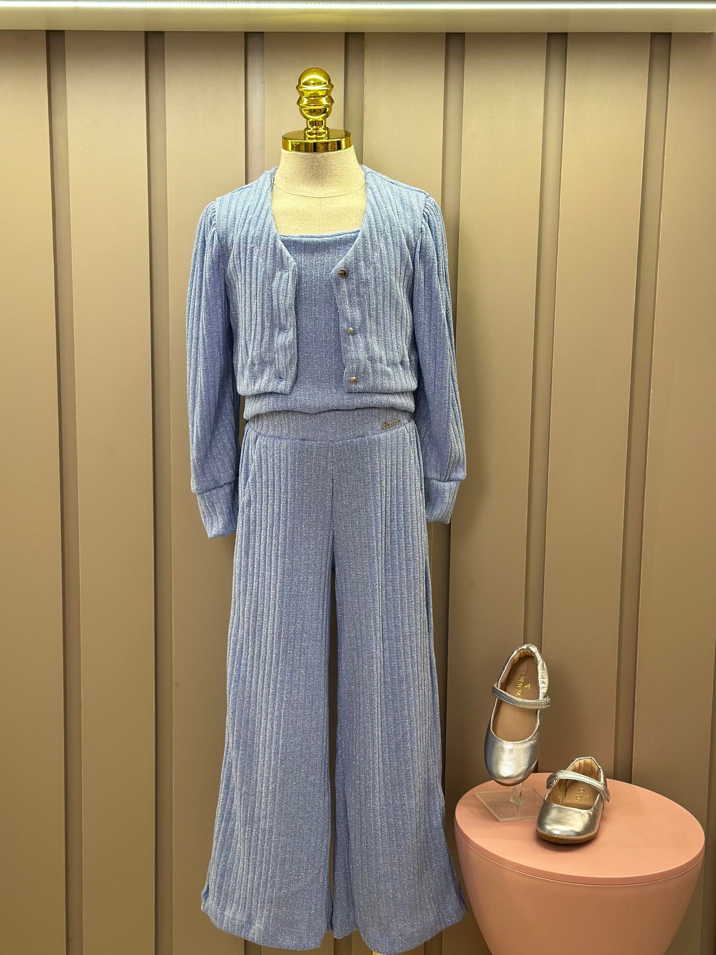 Conjunto Infantil Blusa com Casaco e Calça Azul - Luluzinha
