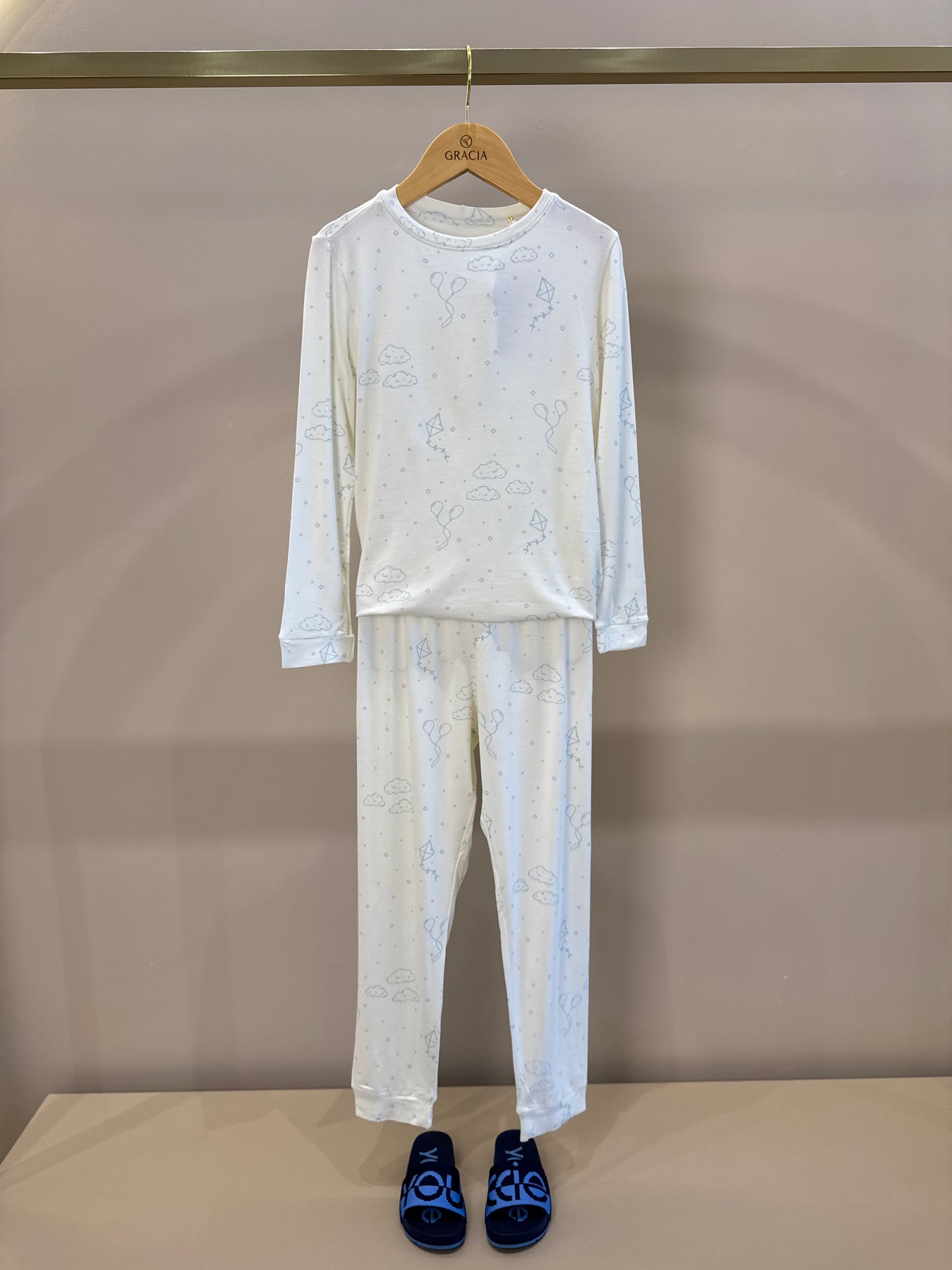 Pijama Infantil Comfy Blusa ML e Calça Sky Off White - Conforteca