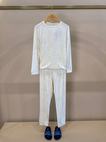 Pijama Infantil Comfy Blusa ML e Calça Sky Off White - Conforteca