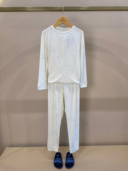 Pijama Infantil Comfy Blusa ML e Calça Sky Off White - Conforteca