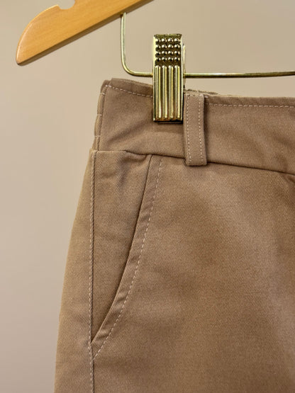 Calça Infantil Sarja Bolsos Laço Bege Escuro - Pituchinhus