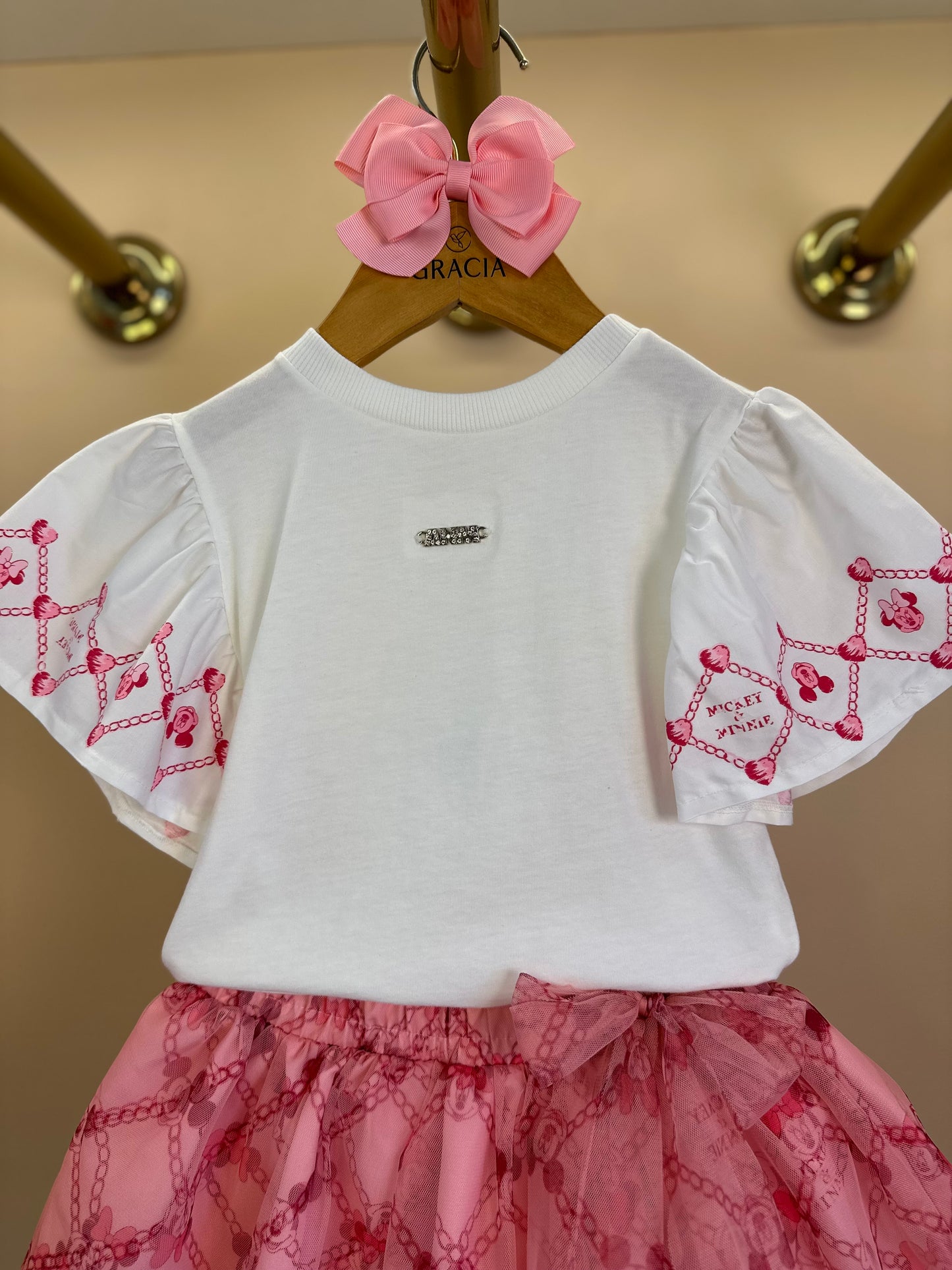 Conjunto Infantil Festinha Blusa Bordada e Saia Tule Minnie - Animê