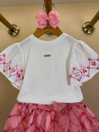 Conjunto Infantil Festinha Blusa Bordada e Saia Tule Minnie - Animê