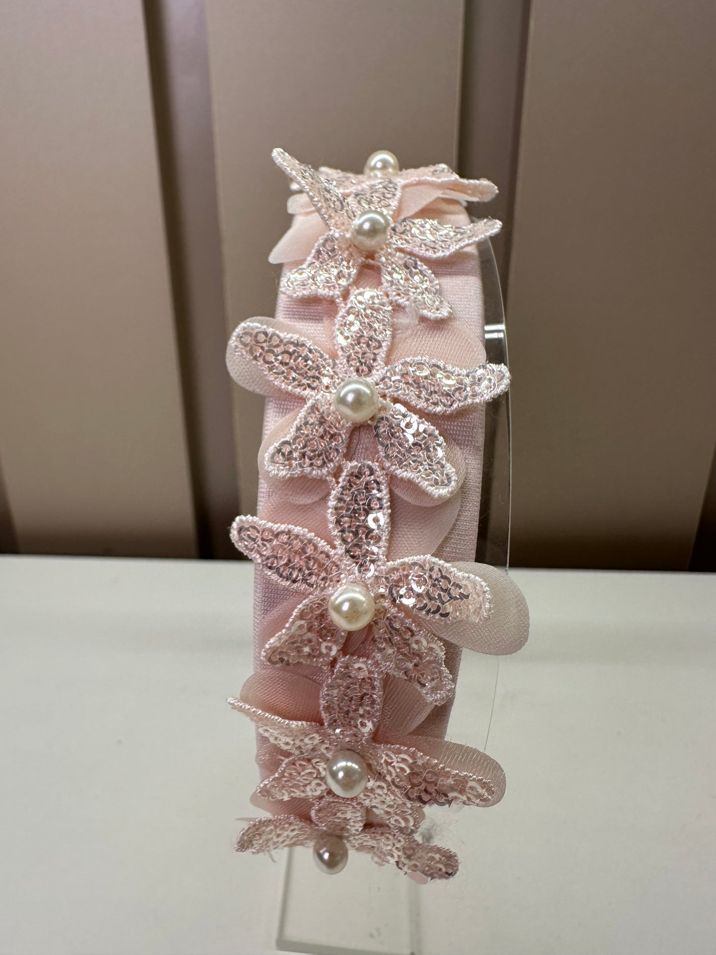 Tiara Infantil Flores 3D Rosa - Petit Cherie