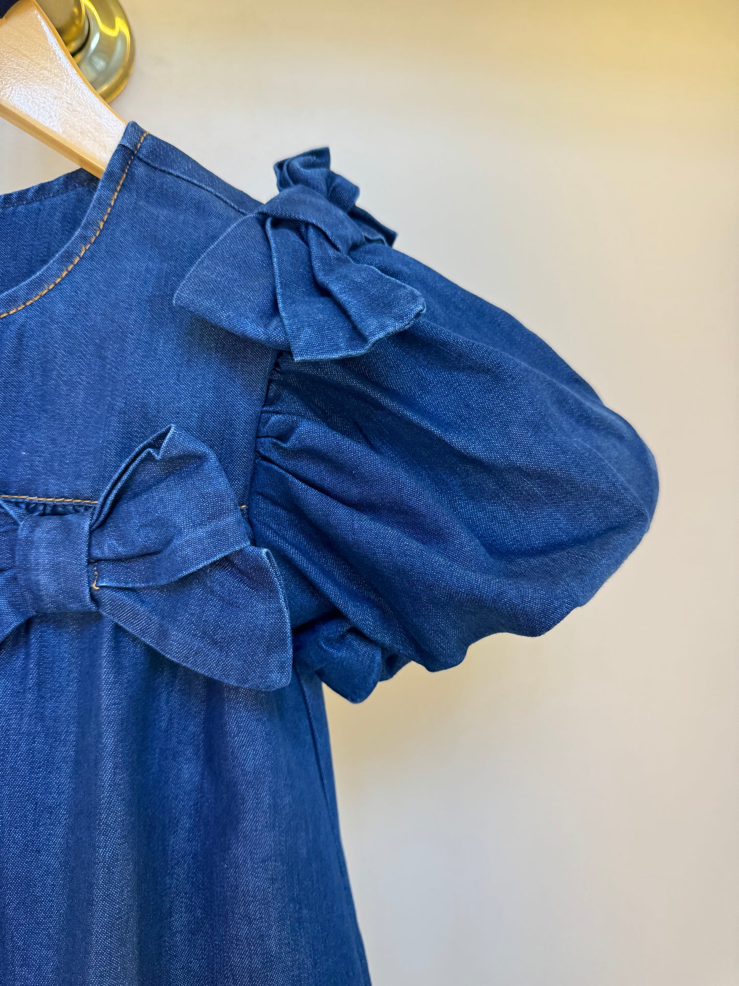 Vestido Infantil Jeans Aplicação Laços - Luluzinha