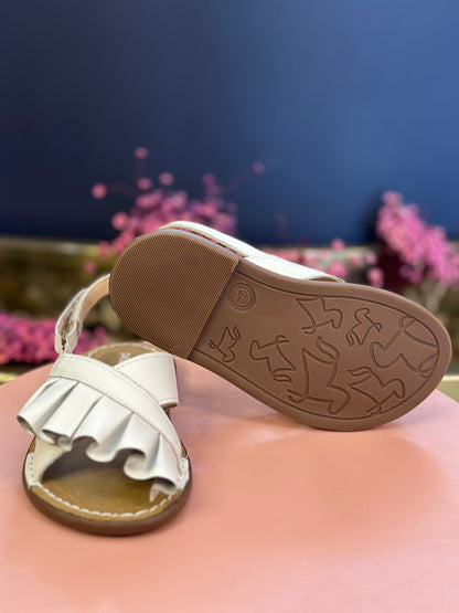 Sandália Infantil Babado Branca - Petit Cheval