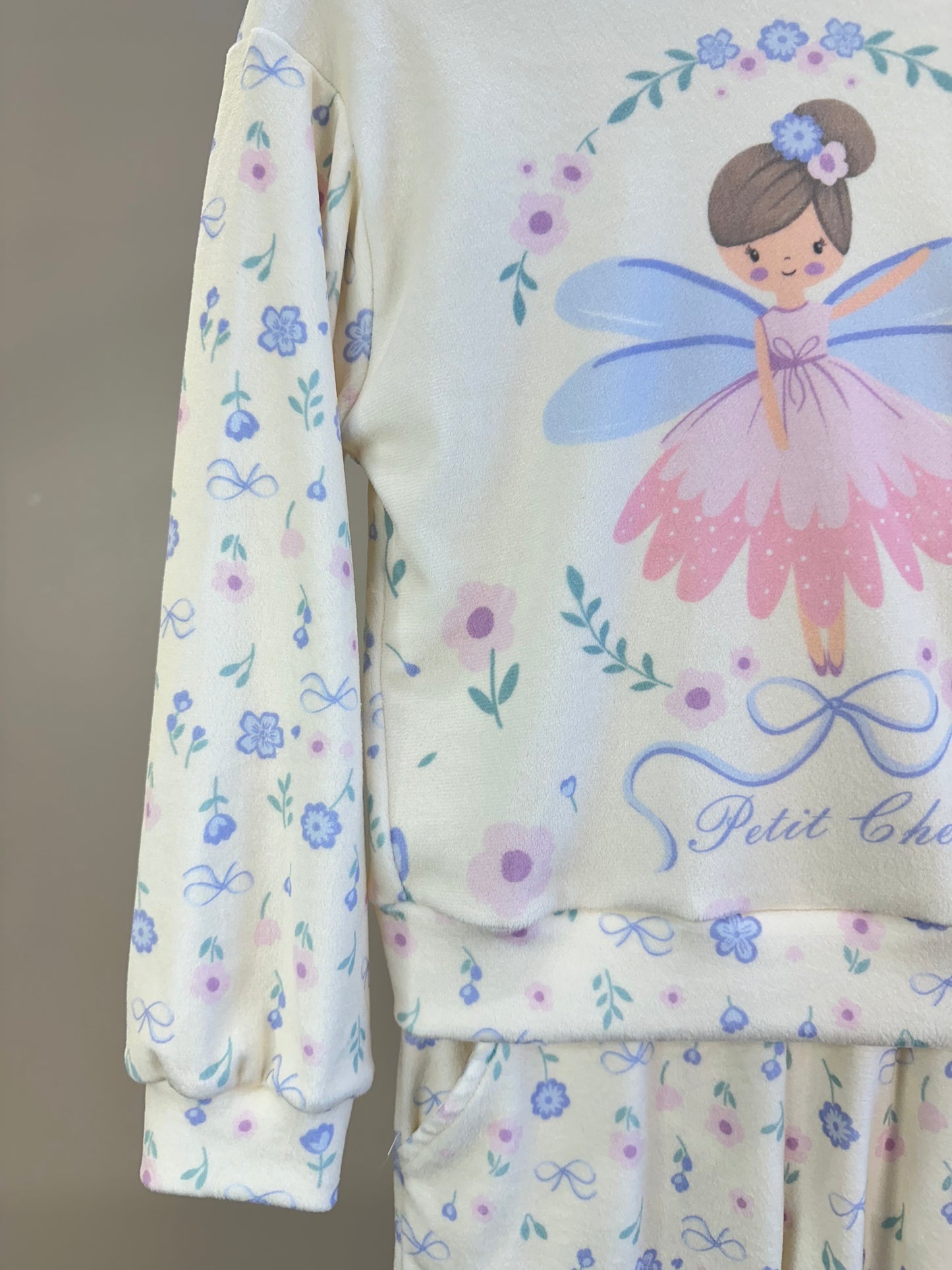 Conjunto Infantil Blus Blusa ML Fada E Calça Estampada Floral - Petit Cherie