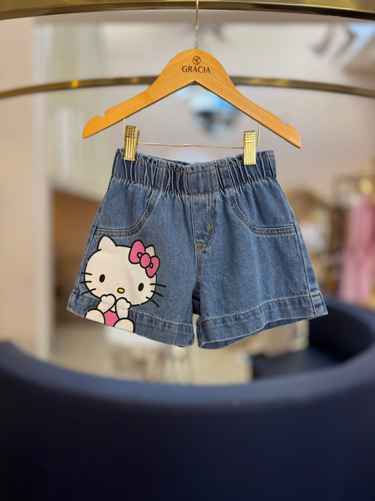 Shorts Jeans Infantil Hello Kitty - Momi