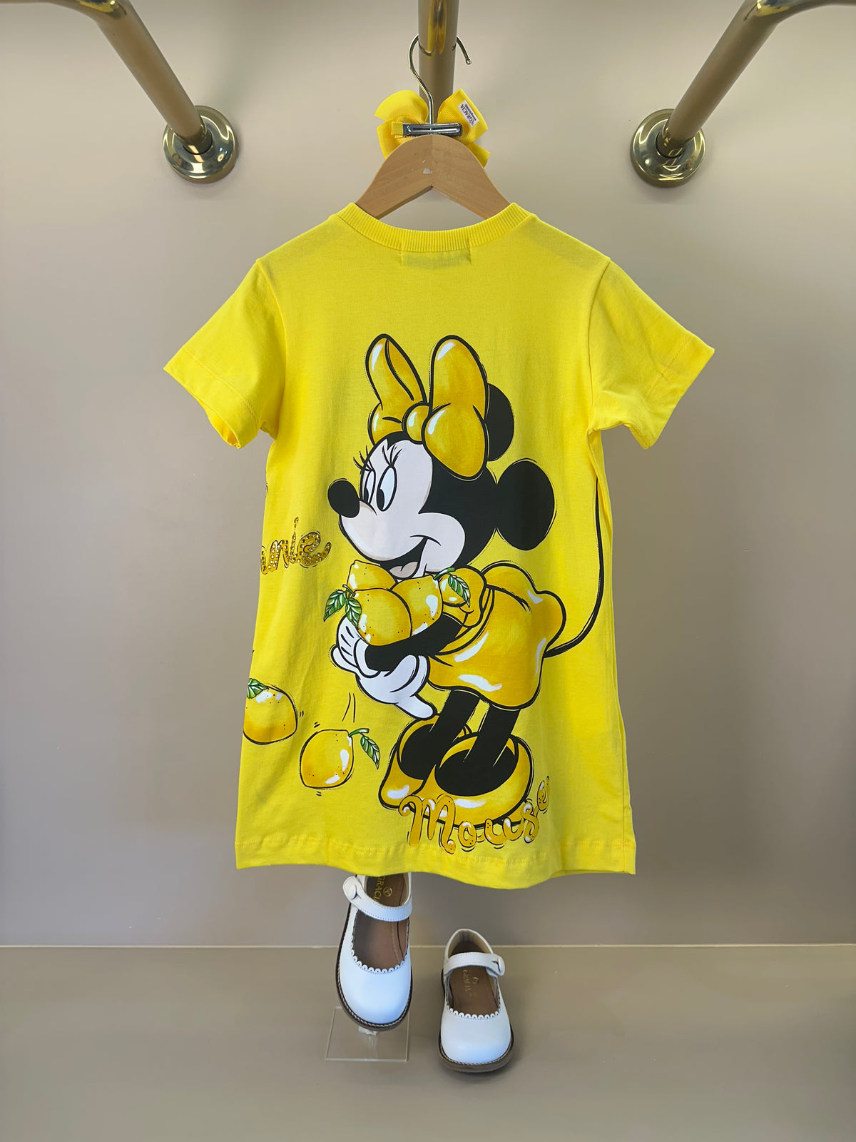 Vestido Infantil Disney Amarelo Mickey e Minnie Limões - Animê