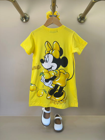 Vestido Infantil Disney Amarelo Mickey e Minnie Limões - Animê