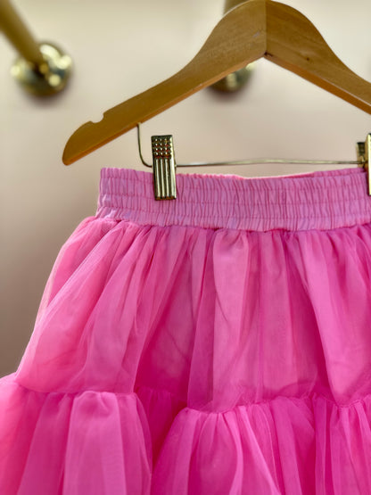 Saia Infantil Tule Babados Patche Barbie Rosa Ópera - Pituchinhus