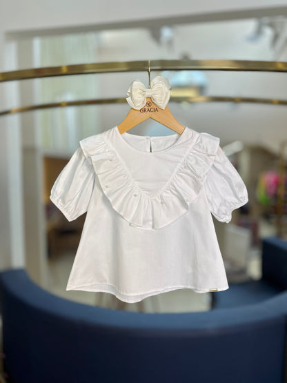 Bata Infantil em Tricoline Off White - Charpey