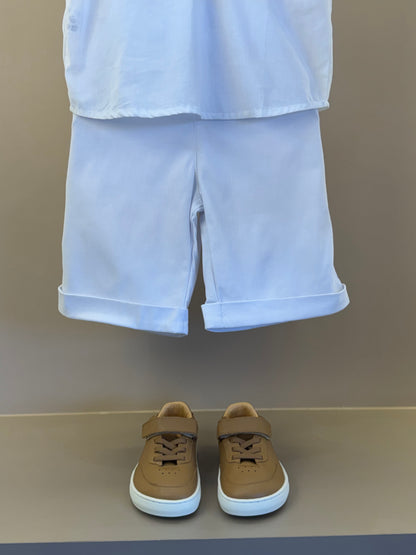 Conjunto Infantil Batizado Luxo Camisa e Bermuda Branco - Roana