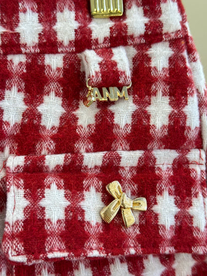 Shorts-saia Infantil Conceito Tweed Xadrez Vermelho - Animê