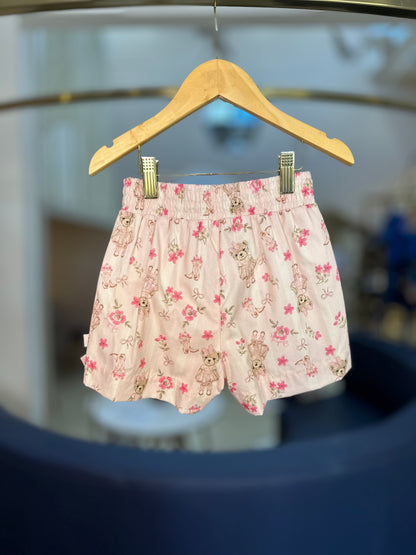 Conjunto Infantil Blusa Flores Crochê e Shorts Flores & Ursinhas - Pituchinhus