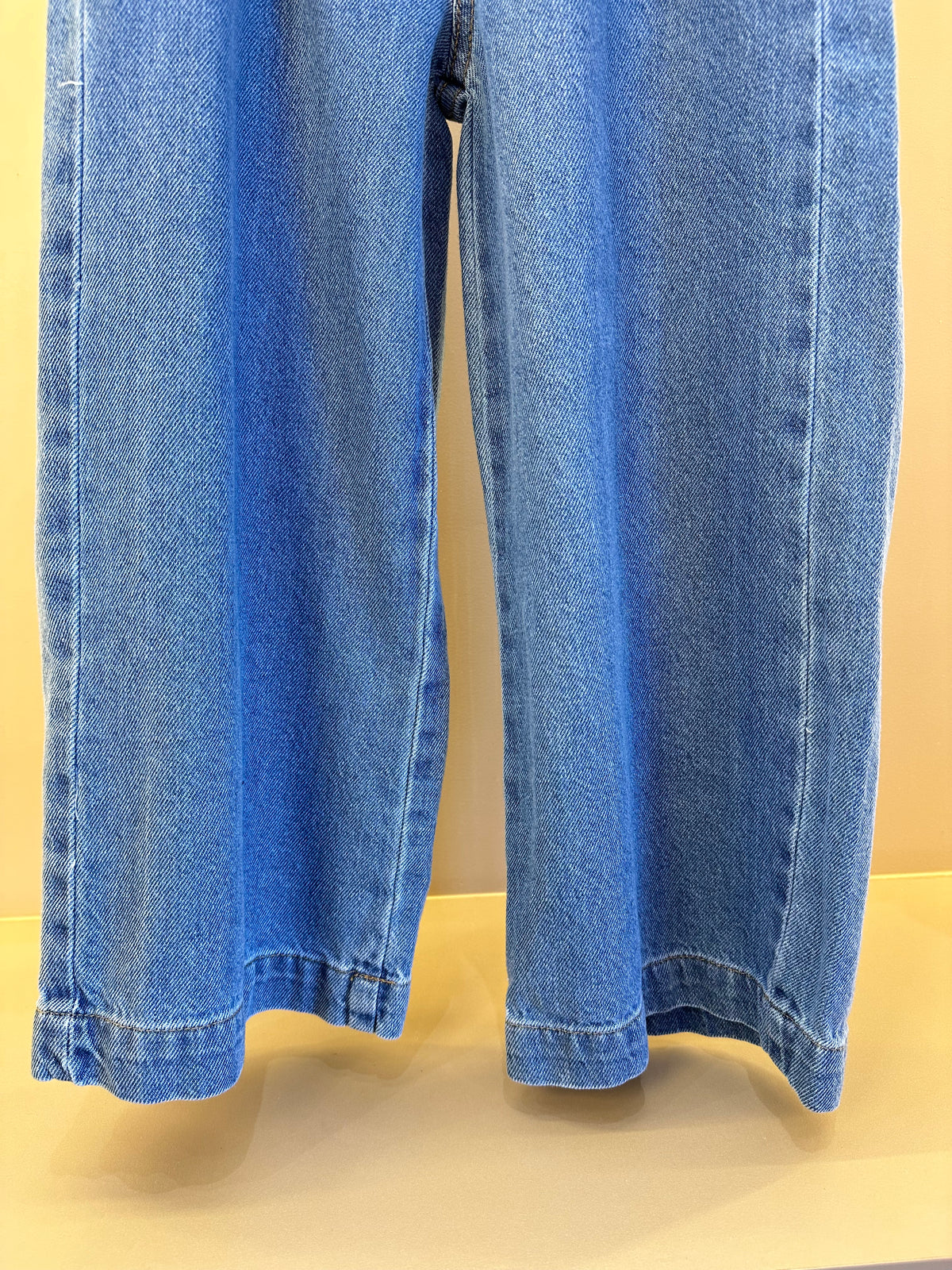 Calça Infantil Jeans Wide Leg Cós Alto Com Elástico - Momi