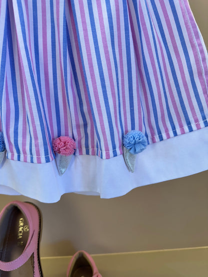 Conjunto Infantil Blusa Laço e Saia  Bordado Sorvetinho - Gabriela Aquarela