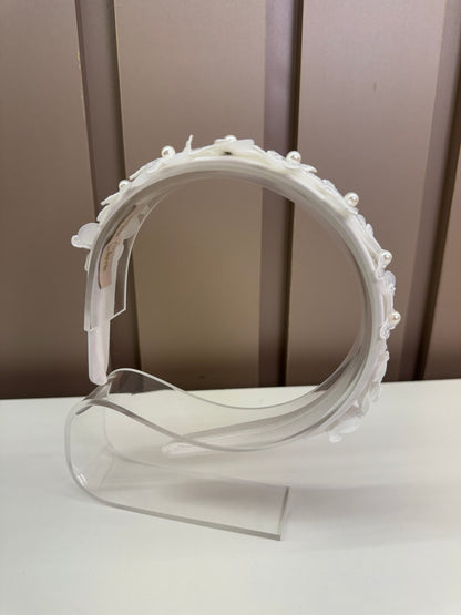 Tiara Infantil Flores 3D Off White - Petit Cherie