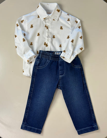 Calça Jeans Bebê Skinny Elastano Marinho - Dame