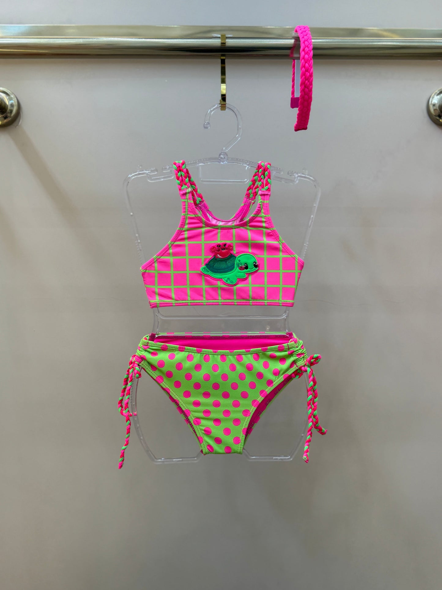 Biquíni Infantil Cropped Rose Aplic Est Turtle - Siri Kids