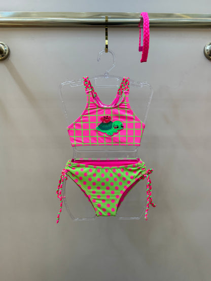 Biquíni Infantil Cropped Rose Aplic Est Turtle - Siri Kids