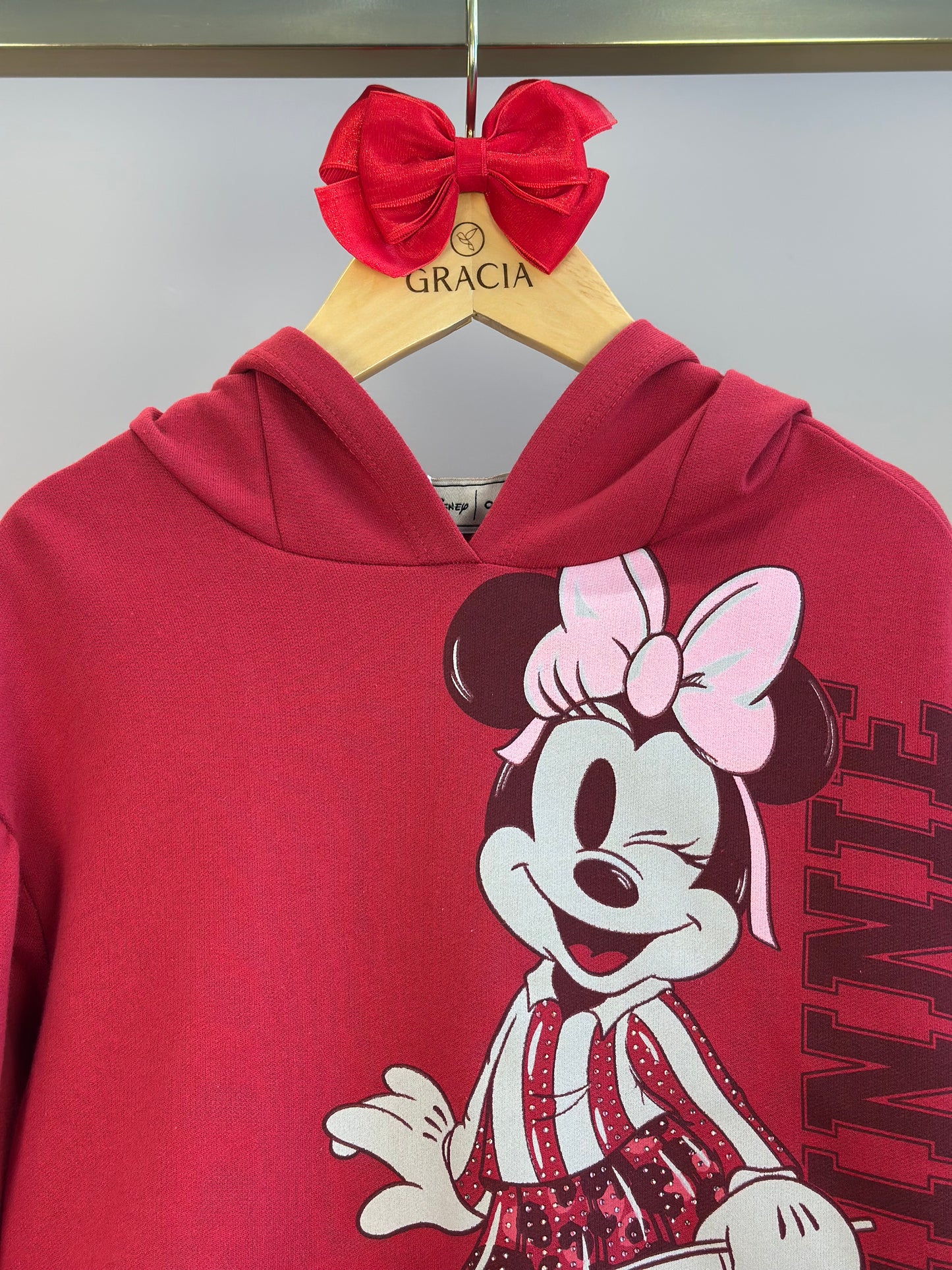Conjunto Infantil Casaco Capuz e Orelha Minnie e Legging Cranberry - Animê