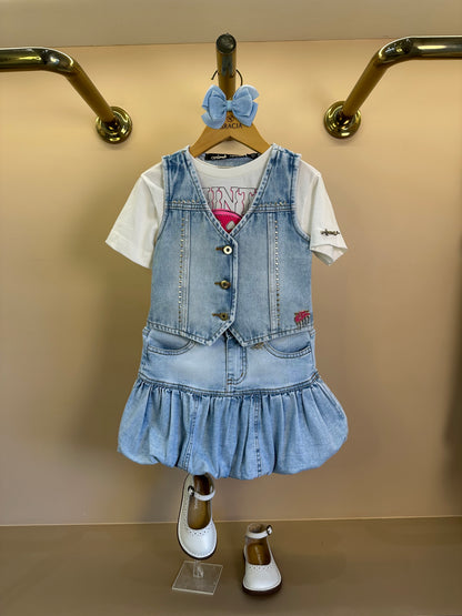 Saia Jeans Claro Infantil Balonê - Animê