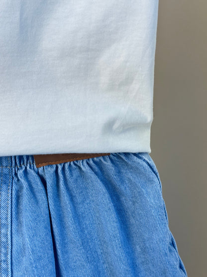 Conjunto Infantil Blusa Limões Com Strass e Shorts Saia Jeans Com Pregas - Momi