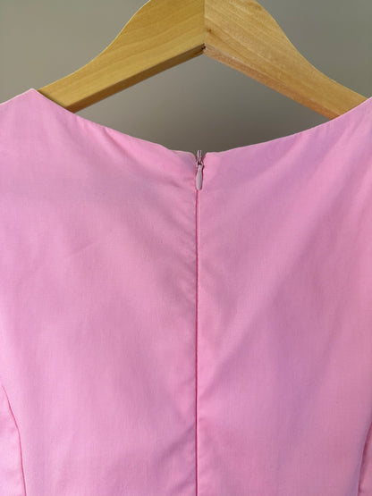 Vestido Teen Tricoline Rosa Com Mangas Bufantes - Authoria
