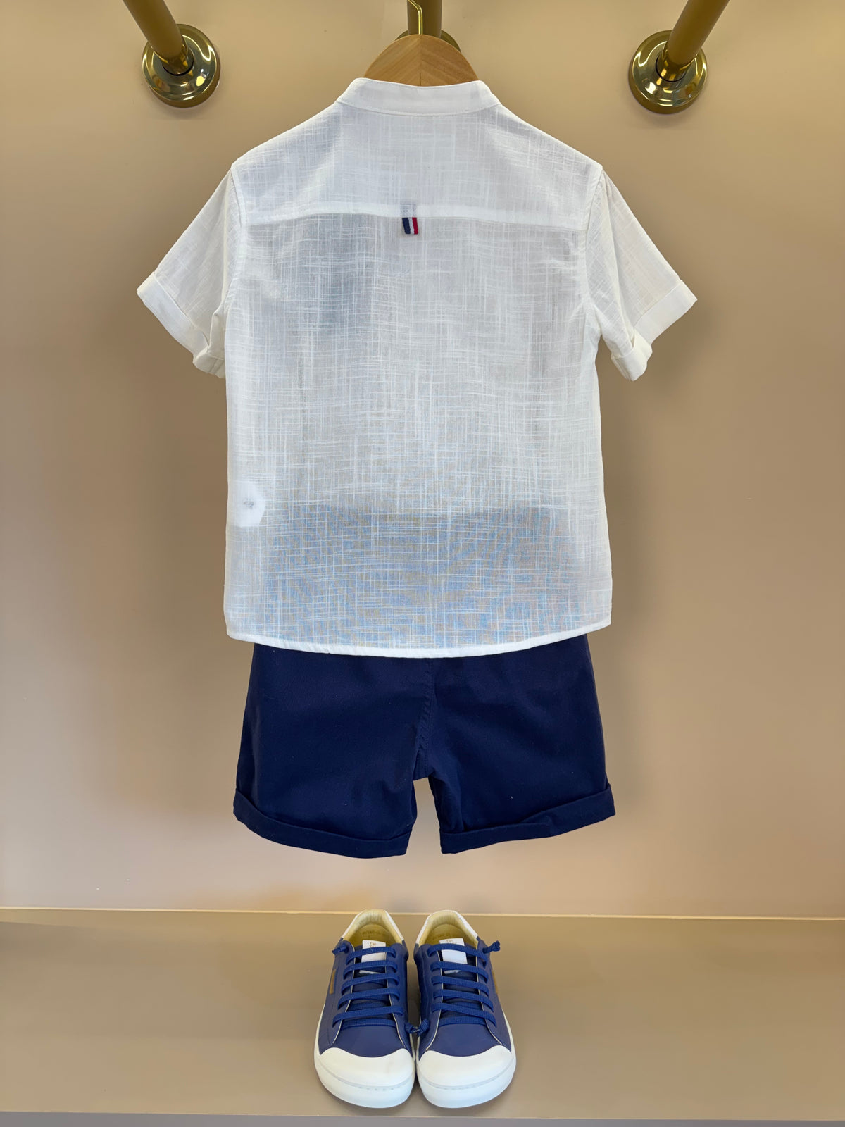 Conjunto Infantil Camisa Polo Off White e Bermuda - Youccie