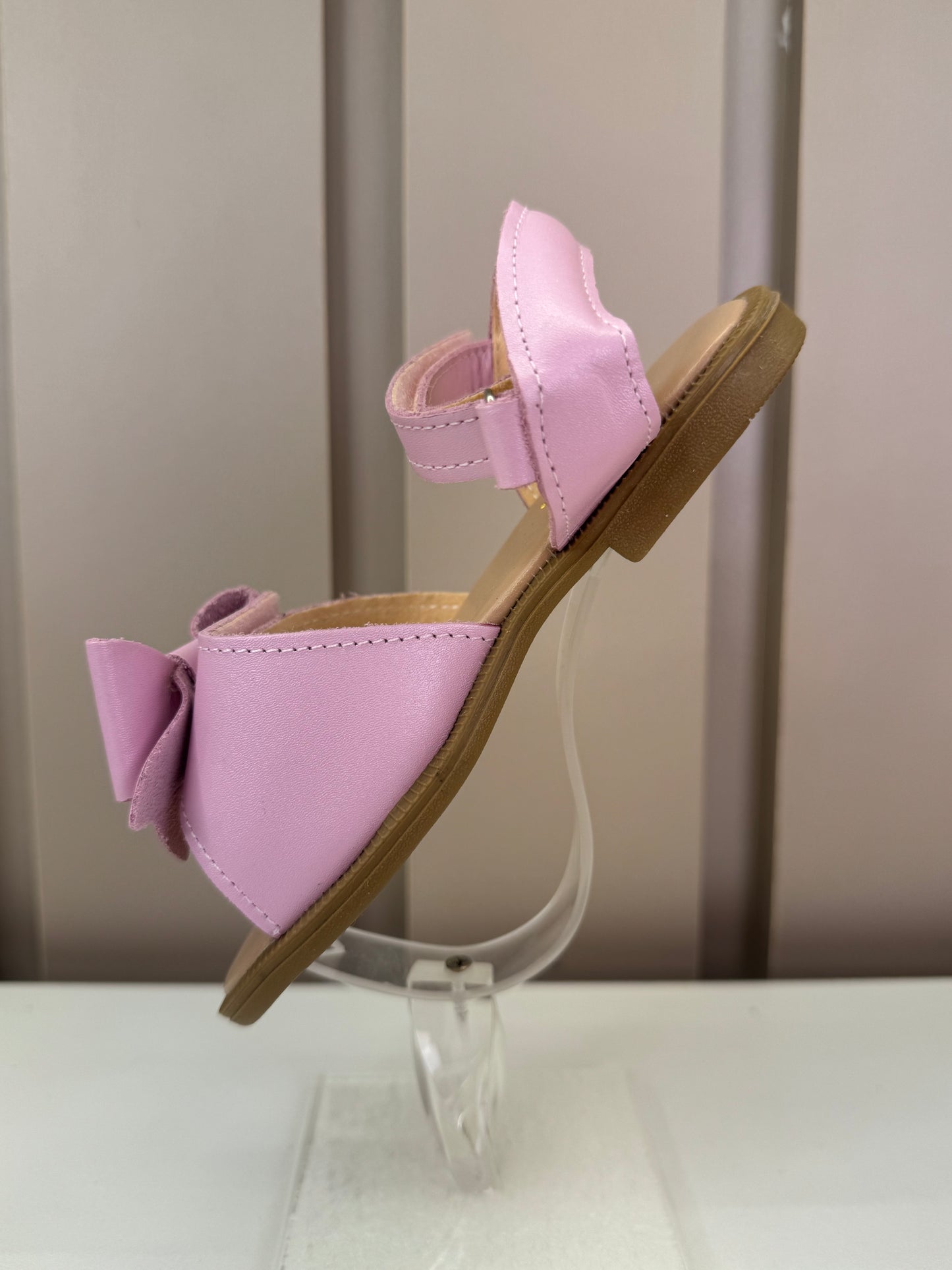 Sandália Infantil Manu Laço Velcro Rosa Perolado - Gracia