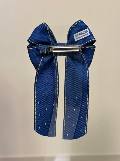 Laço Infantil Special Alongado Jeans Pérolas - Gracia