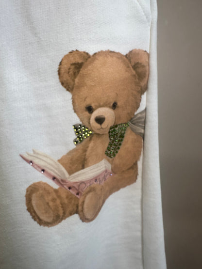 Conjunto Infantil Blusa Cotton Ursinhas Laços de Cristais e Calça Moletom Reta Ursinhas Com Laços Cristais - Pituchinhus